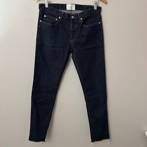 Sandro Paris Jeans Womens 31 Blue Dark Indigo Etroit Slim Fit Raw Hem France